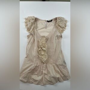 Blouse-  Brody Miles Collection Cream Lace Ruffle